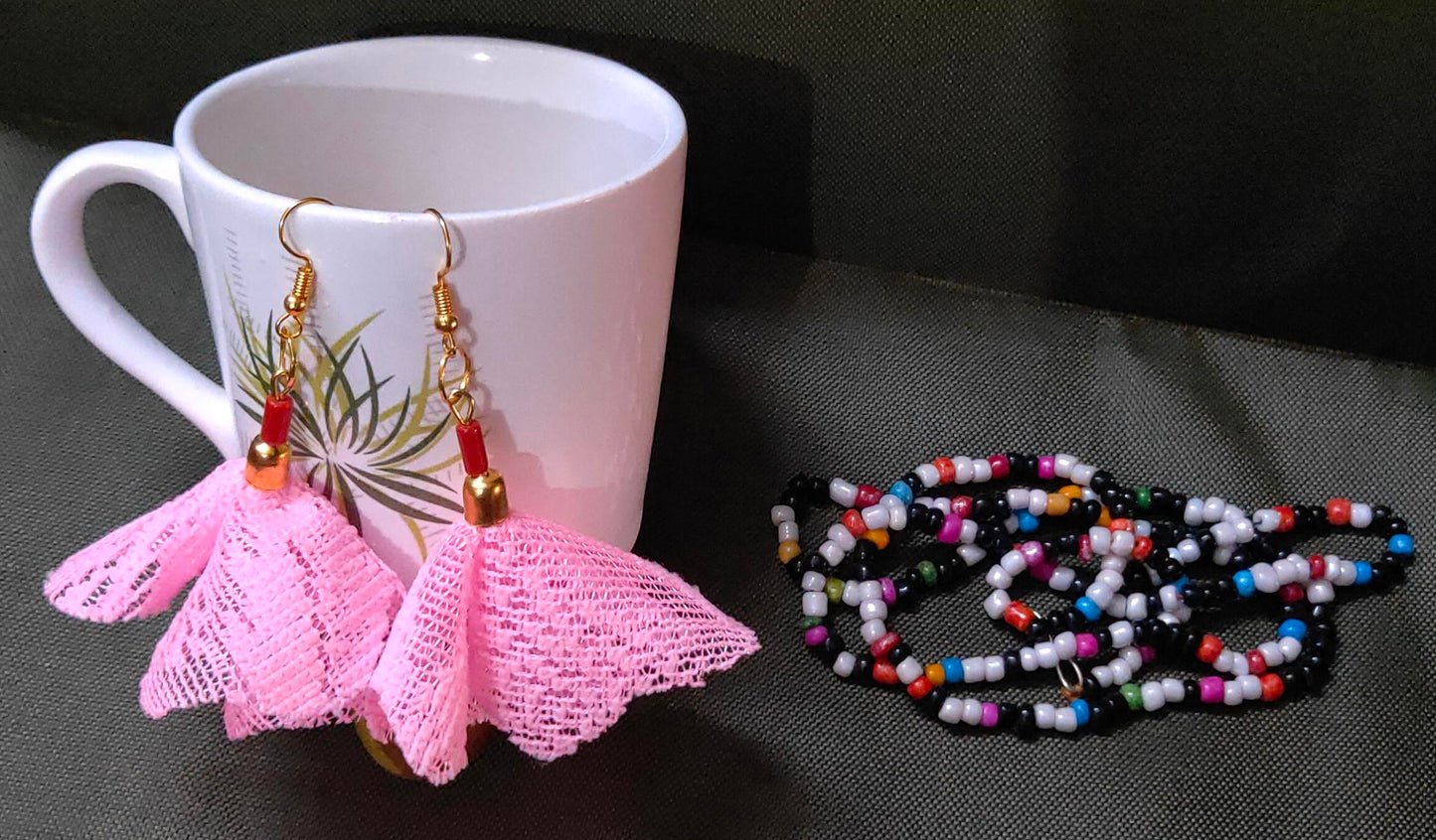 Anokhi Ada Pink Handmade Fabric Earring for Girls and Women (AN-16)