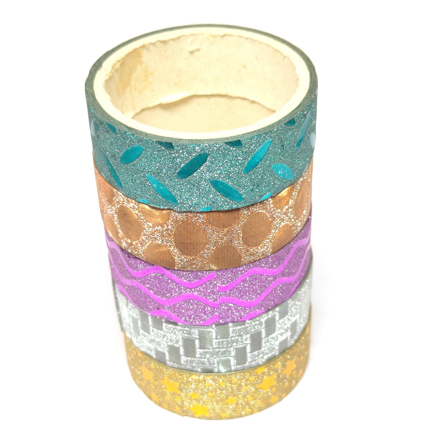 5 pcs of Colourful Decorative Adhesive Glitter Tape Rolls (Assorted Colour)