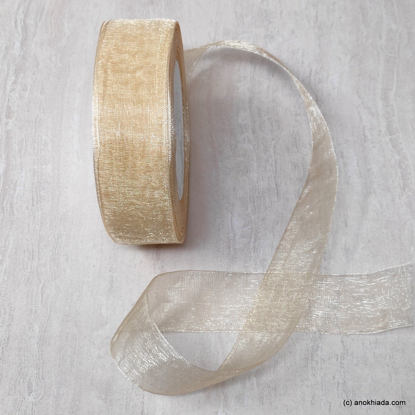 Anokhi Ada 25mm (1 inch) Ivory Organza Ribbon (Ribbon-041)