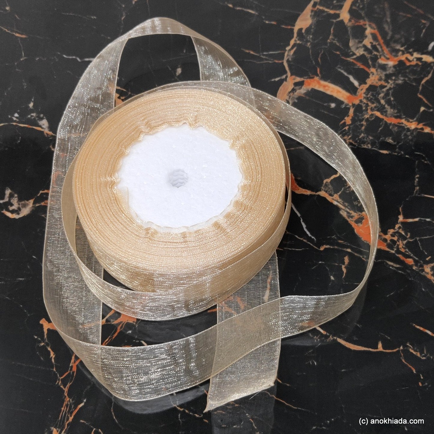 Anokhi Ada 25mm (1 inch) Ivory Organza Ribbon (Ribbon-041)