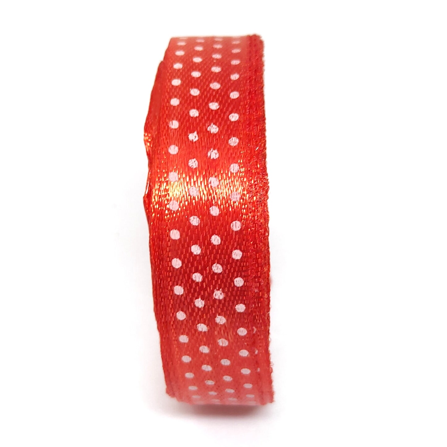 12.5 mm (Half Inch) Dot Print Red Satin Ribbon (020)