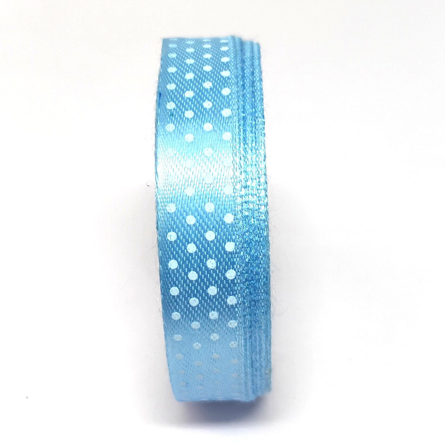 12.5 mm (Half Inch) Dot Print Sky Blue Satin Ribbon (023)