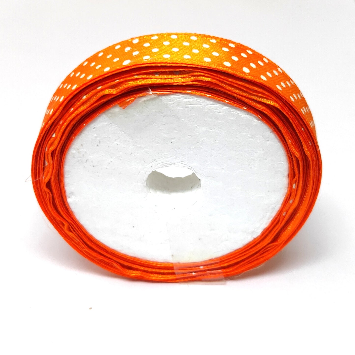 12.5 mm (Half Inch) Dot Print Orange Satin Ribbon (024)