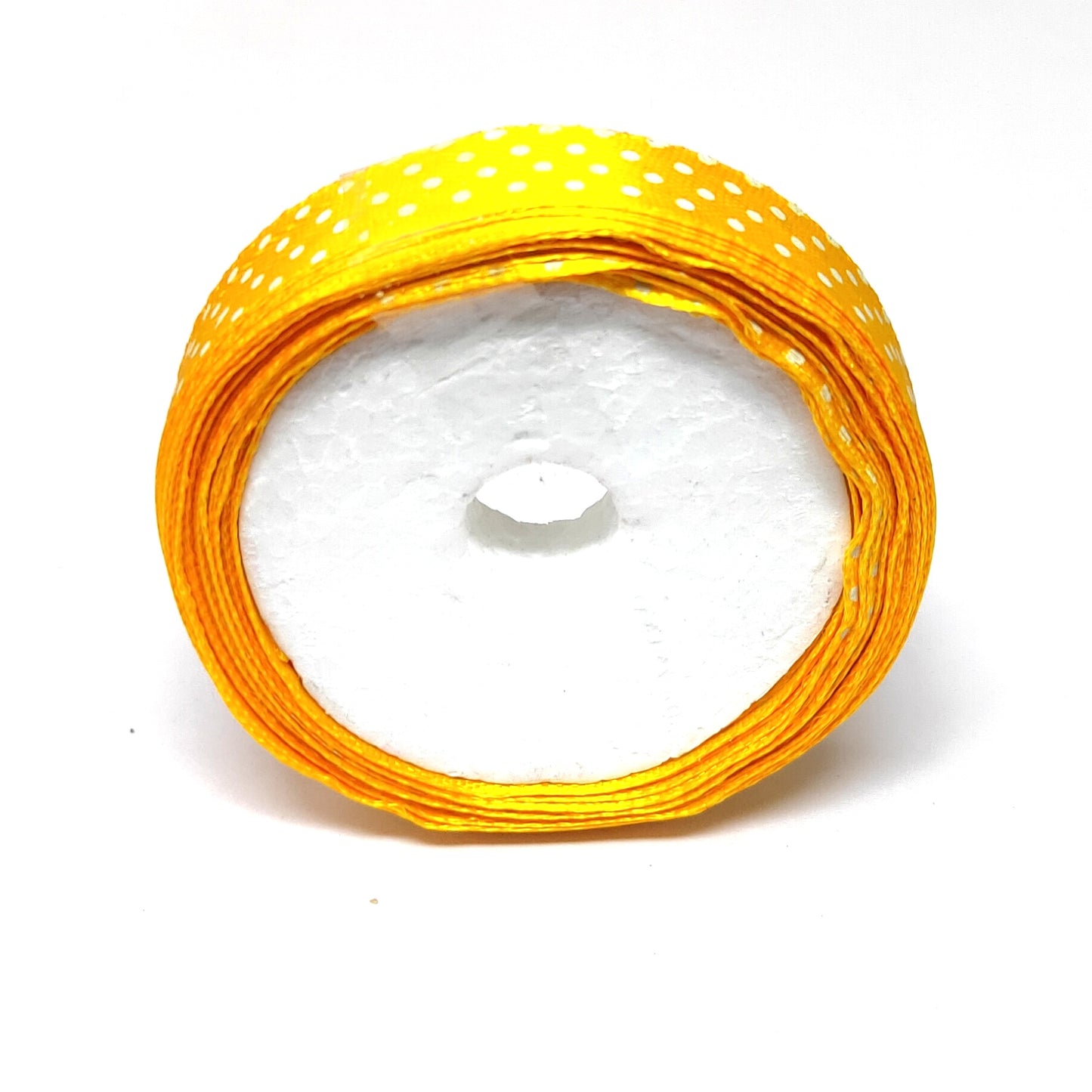 12.5 mm (Half Inch) Dot Print Yellow Satin Ribbon (027)