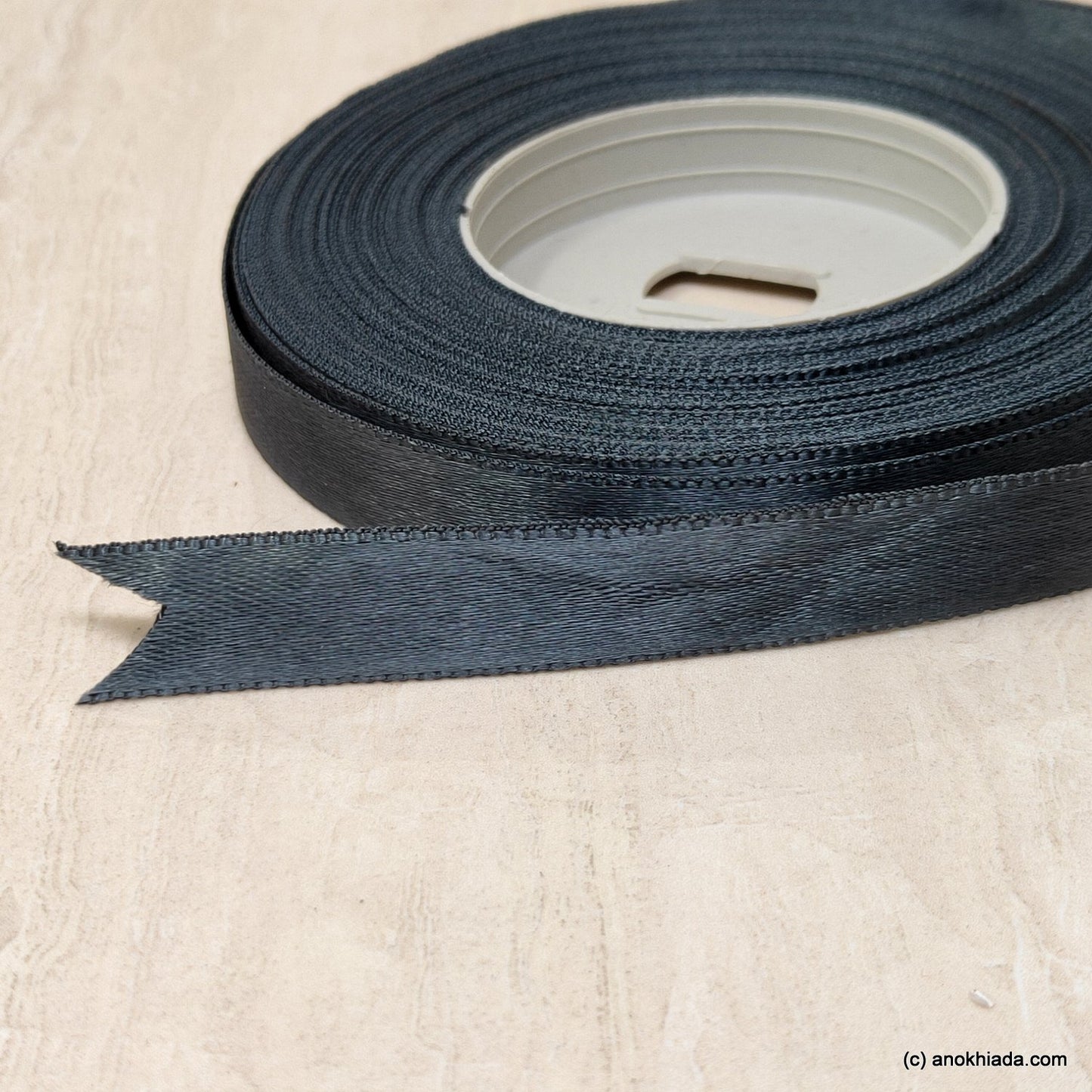 Anokhi Ada 12.5mm (Half inch) Grey Double Side Satin Ribbon (Ribbon-045)