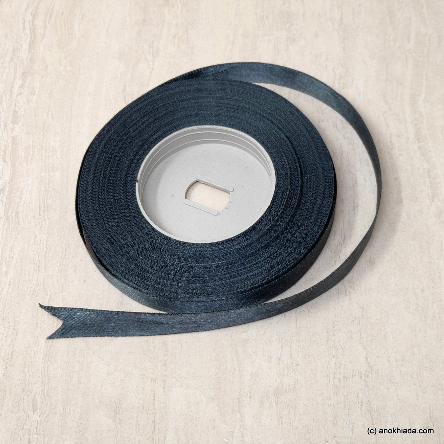 Anokhi Ada 12.5mm (Half inch) Grey Double Side Satin Ribbon (Ribbon-045)