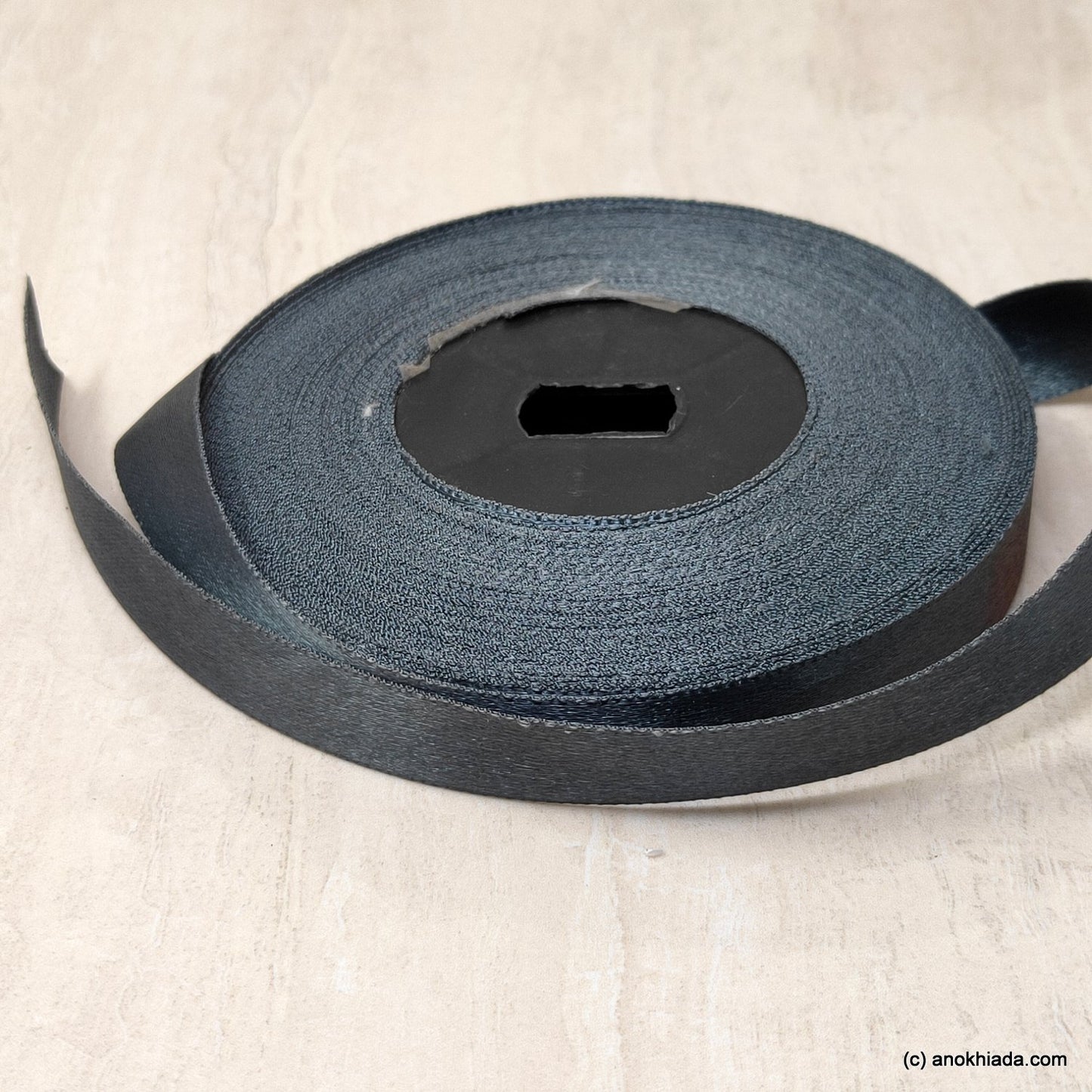 Anokhi Ada 12.5mm (Half inch) Grey Double Side Satin Ribbon (Ribbon-045)