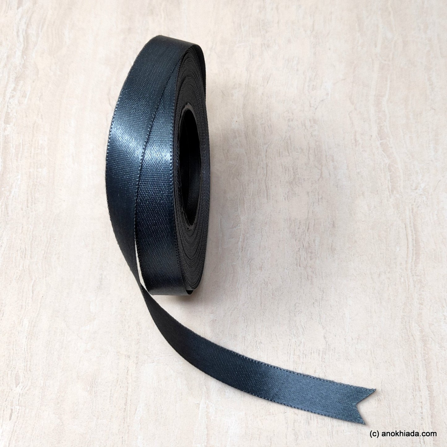 Anokhi Ada 12.5mm (Half inch) Grey Double Side Satin Ribbon (Ribbon-045)