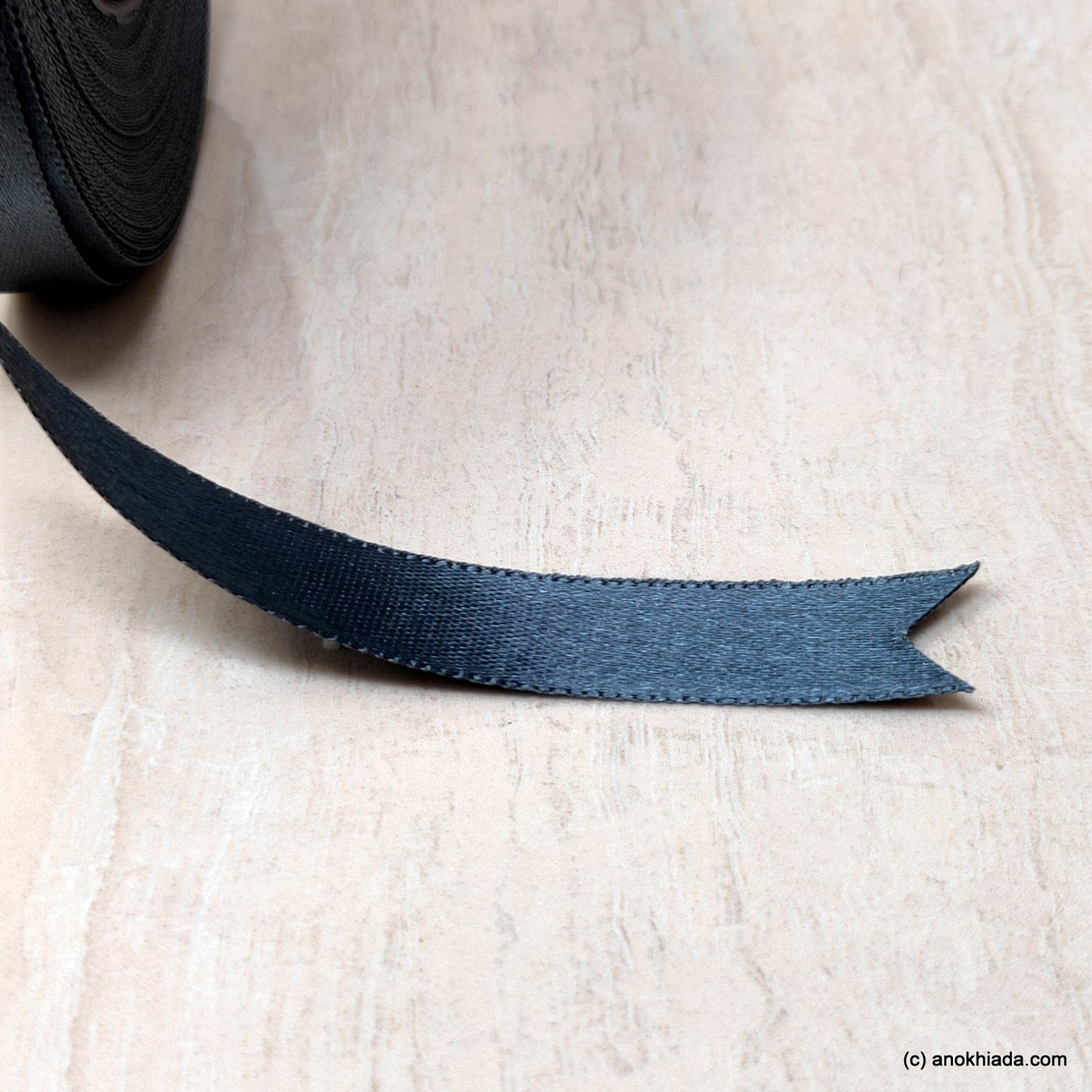 Anokhi Ada 12.5mm (Half inch) Grey Double Side Satin Ribbon (Ribbon-045)