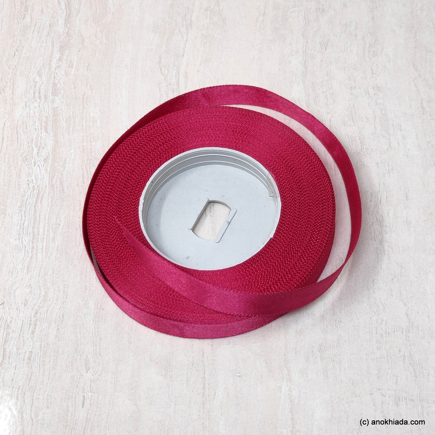 Anokhi Ada 12.5mm (Half inch) Dark Pink Double Side Satin Ribbon (Ribbon-047)