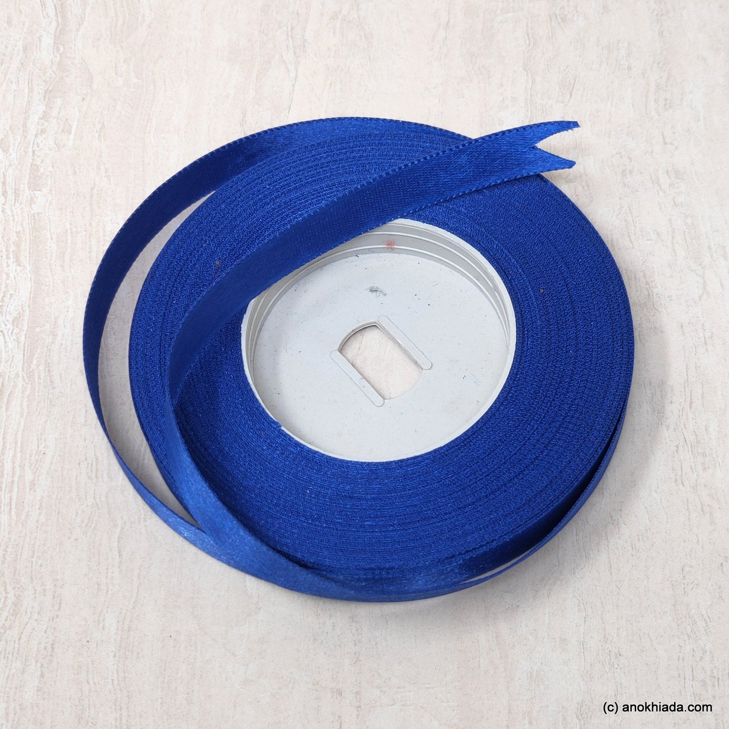 Anokhi Ada 12.5mm (Half inch) Navy Blue Double Side Satin Ribbon (Ribbon-048)