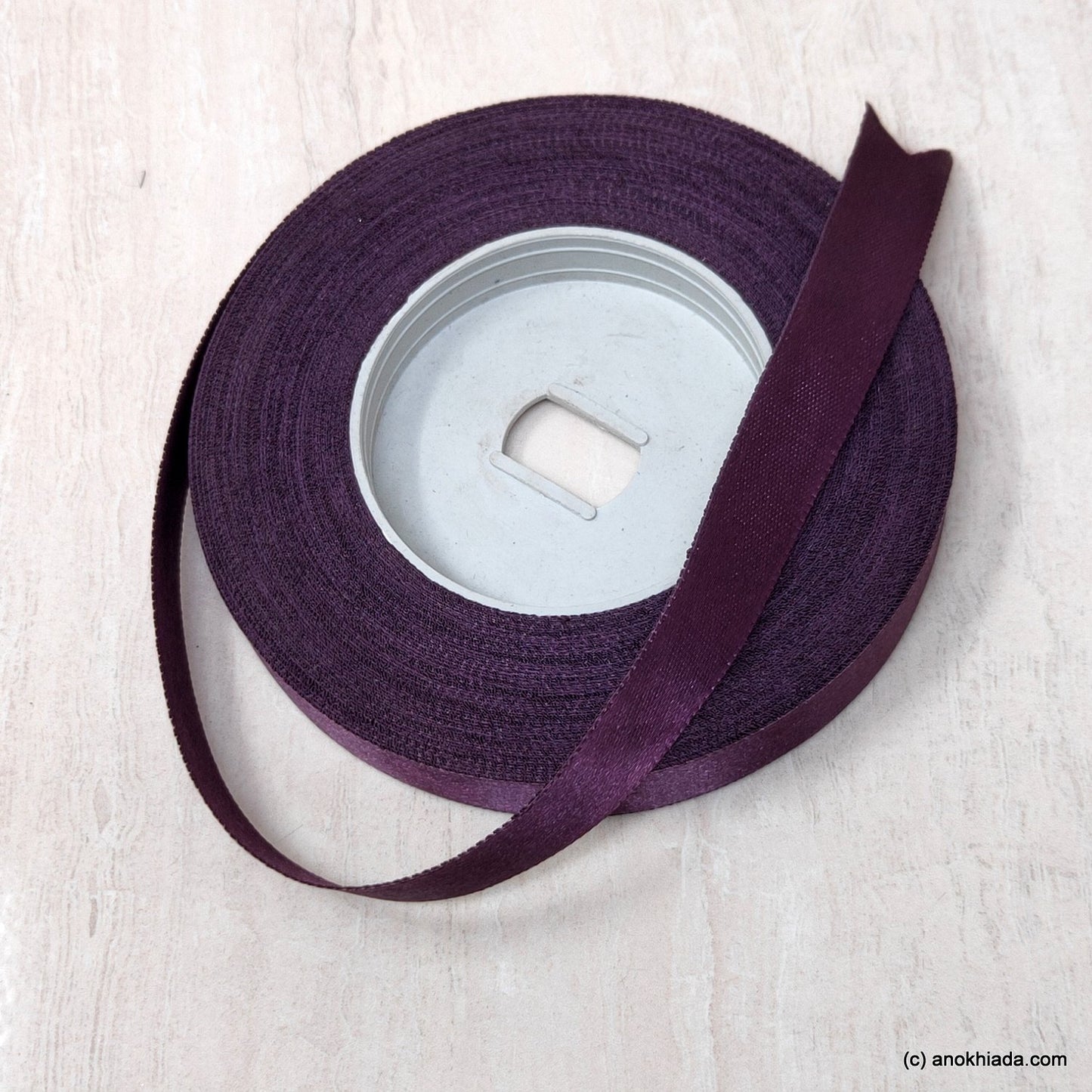 Anokhi Ada 12.5mm (Half inch) Purple Double Side Satin Ribbon (Ribbon-050)
