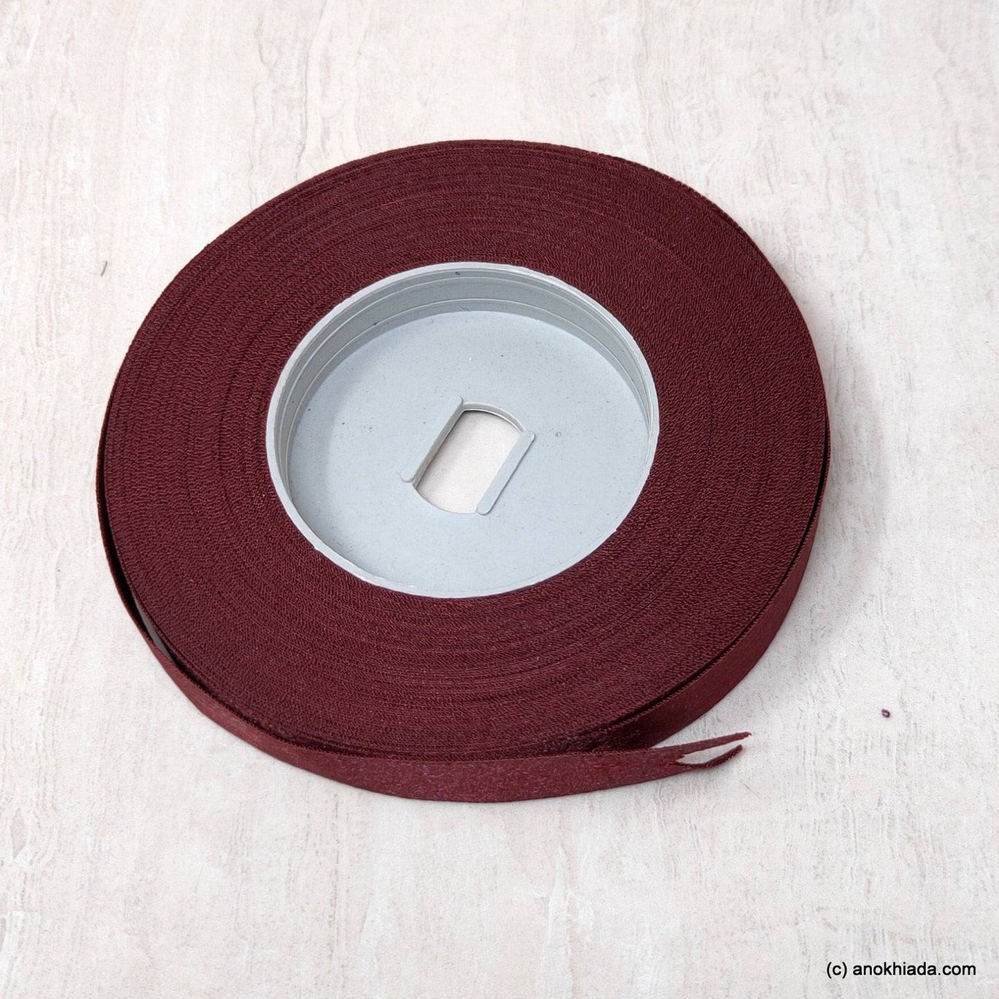 Anokhi Ada 12.5mm (Half inch) Maroon Double Side Satin Ribbon (Ribbon-051)