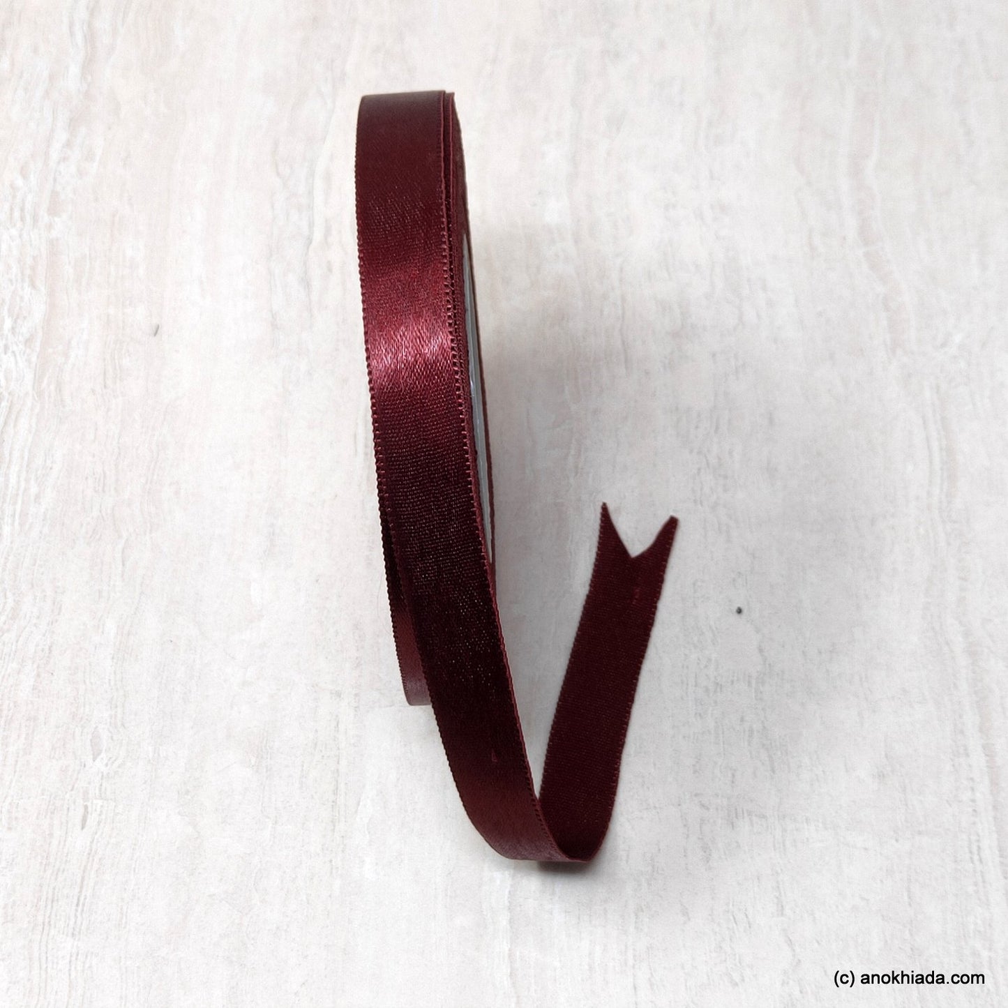 Anokhi Ada 12.5mm (Half inch) Maroon Double Side Satin Ribbon (Ribbon-051)