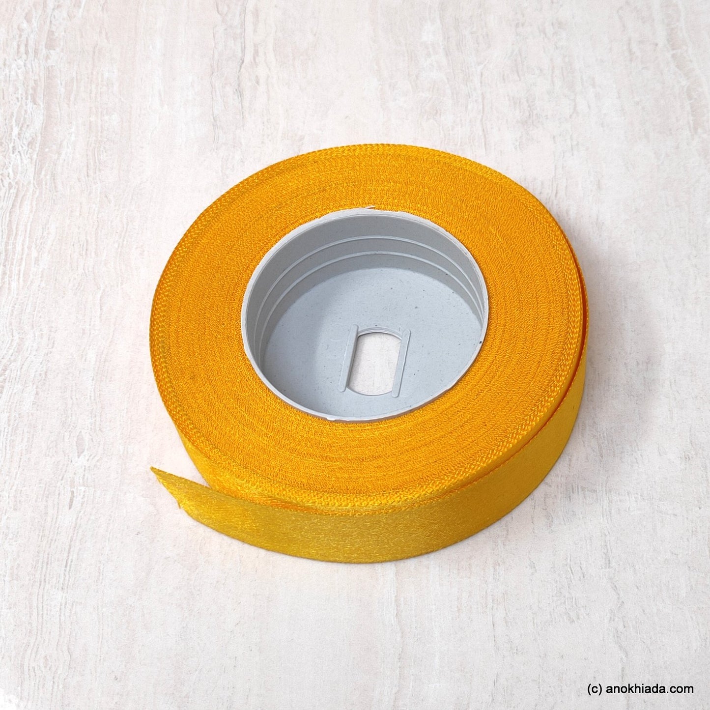Anokhi Ada 25mm (One inch) Yellow Double Side Satin Ribbon (5 meter, Ribbon-054)