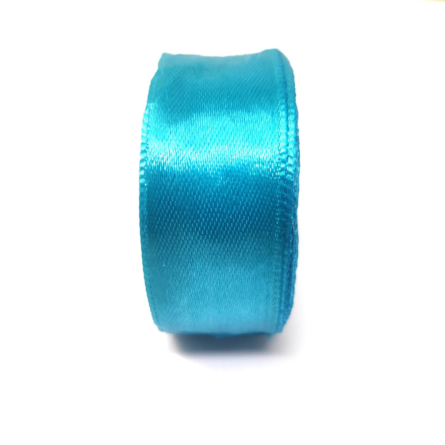 25mm (1 inch) Blue Satin Ribbon (005-f)