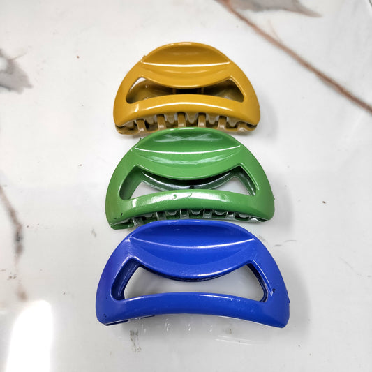 Anokhi Ada Large Plastic Hair Claw for Girls and Women (Multi-Colour, Pack of 3) (ZA-11-a)