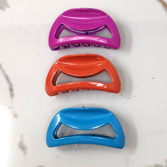 Anokhi Ada Large Plastic Hair Claw for Girls and Women (Multi-Colour, Pack of 3) (ZA-11-b)