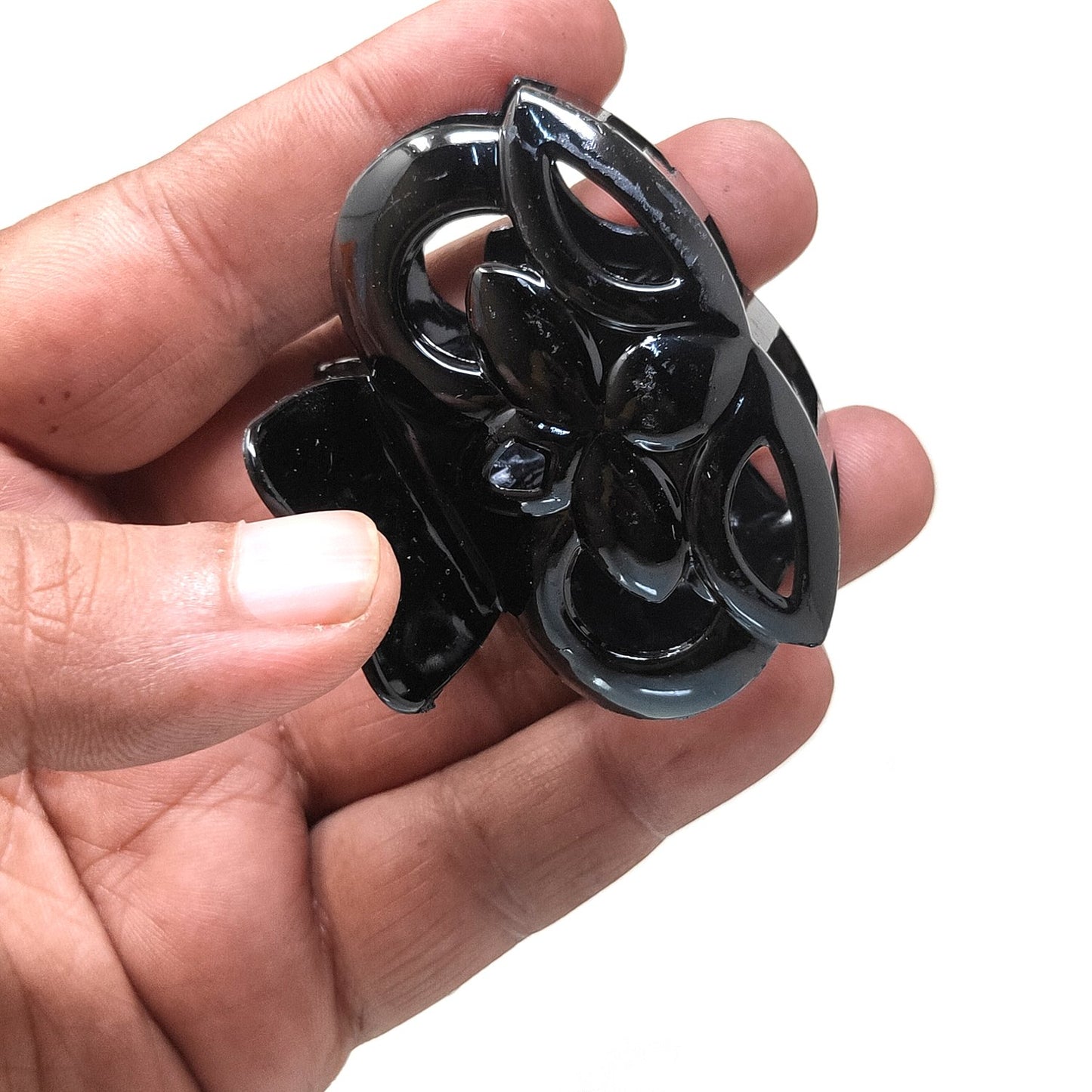 Anokhi Ada Plastic Hair Claw for Girls and Women (Black,ZA-18)