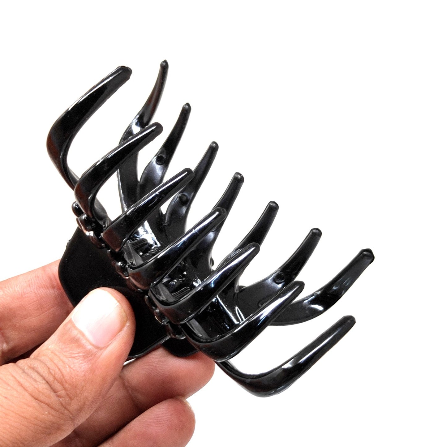 Rhinestone Studded Large Unbreakable Plastic Hair Clutcher for Girls and Women (Black, ZA-25)