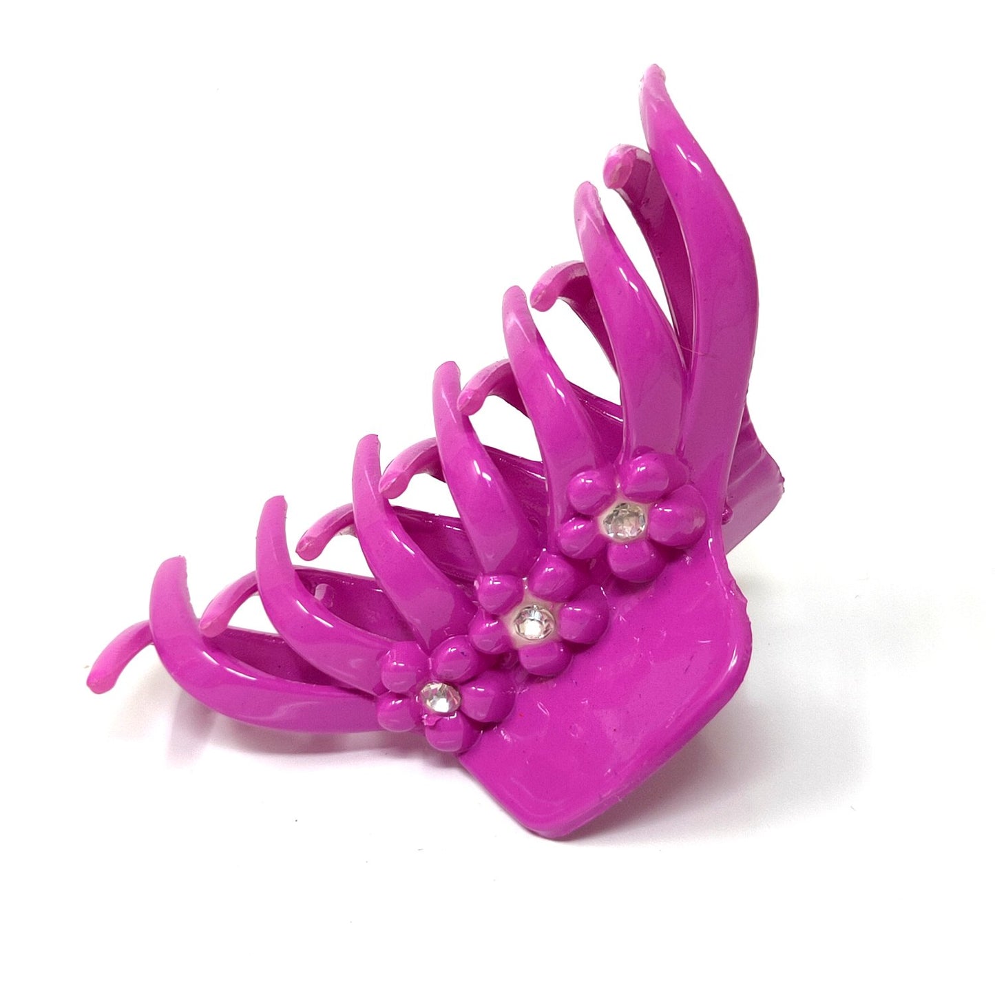 Rhinestone Studded Large Unbreakable Plastic Hair Clutcher for Girls and Women (Maroon, ZA-26A)