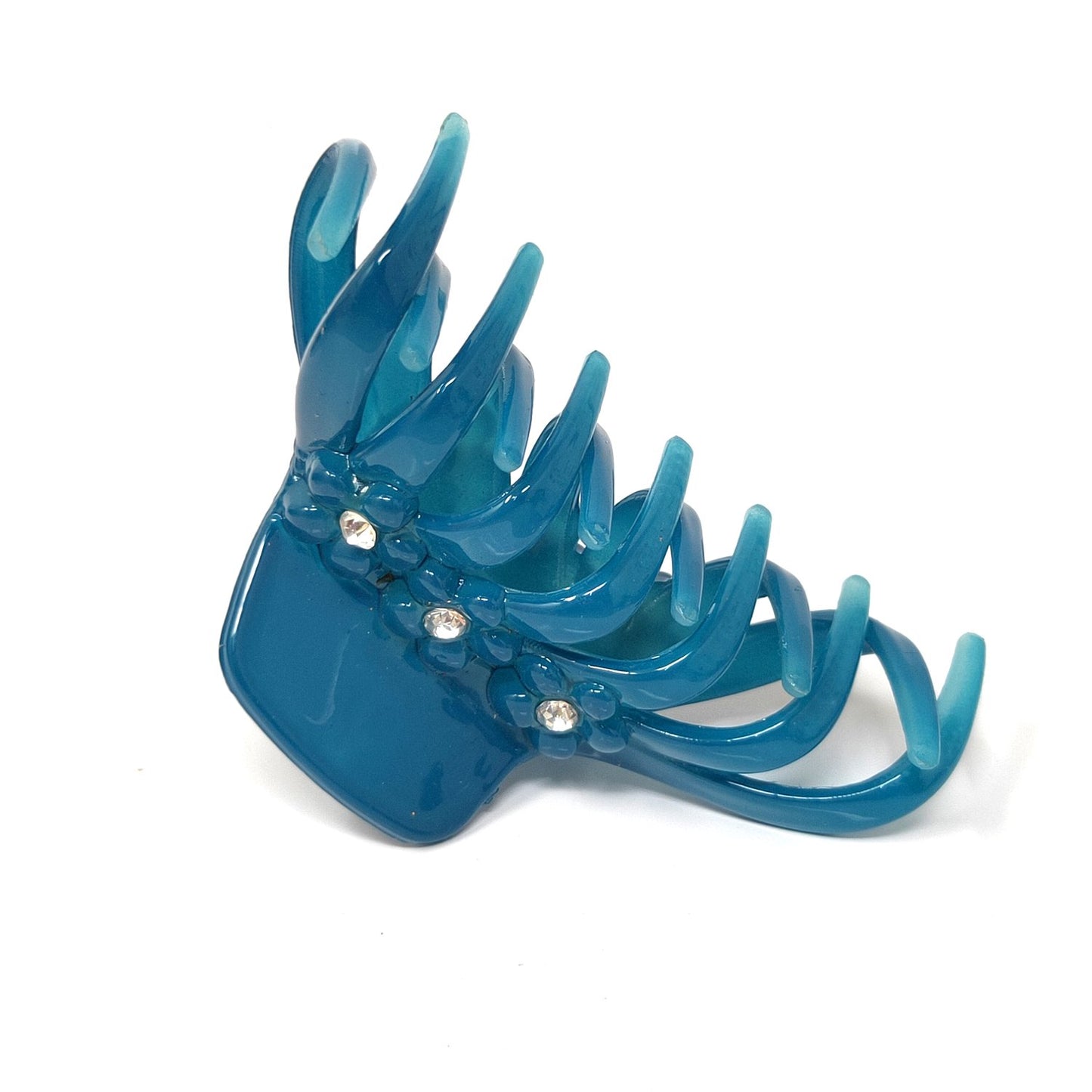Rhinestone Studded Large Unbreakable Plastic Hair Clutcher for Girls and Women (Navy Blue, ZA-26B)