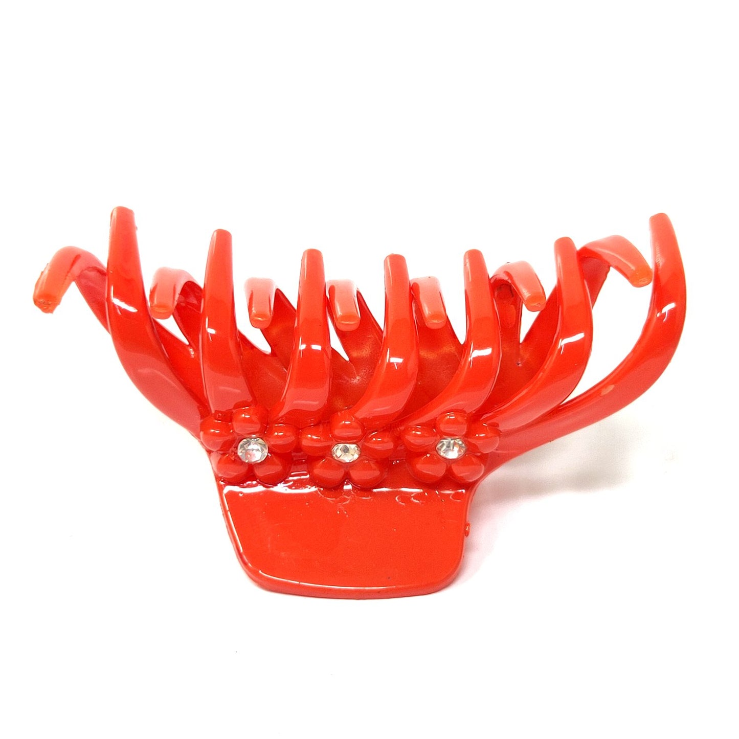 Rhinestone Studded Large Unbreakable Plastic Hair Clutcher for Girls and Women (Orange, ZA-26C)
