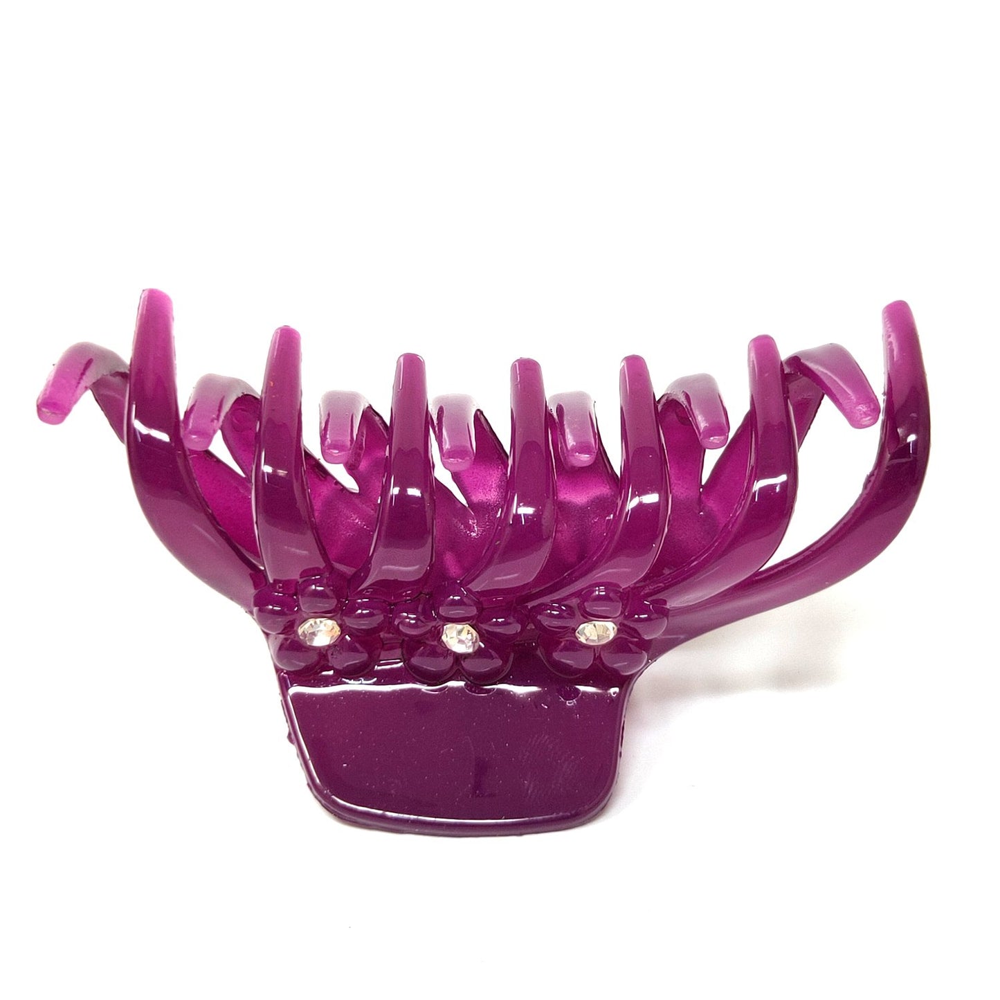 Rhinestone Studded Large Unbreakable Plastic Hair Clutcher for Girls and Women (Purple, ZA-26E)