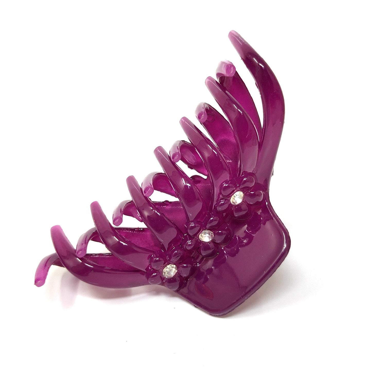 Rhinestone Studded Large Unbreakable Plastic Hair Clutcher for Girls and Women (Purple, ZA-26E)