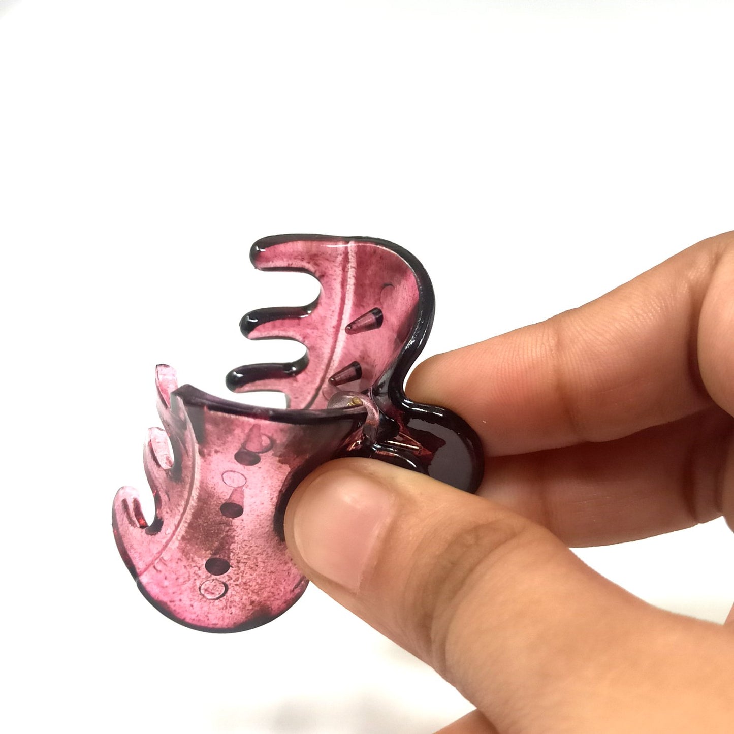 Anokhi Ada Premium Small Translucent Tiger Print Plastic Hair Clutcher for Girls and Women (Pink, ZA-31D)