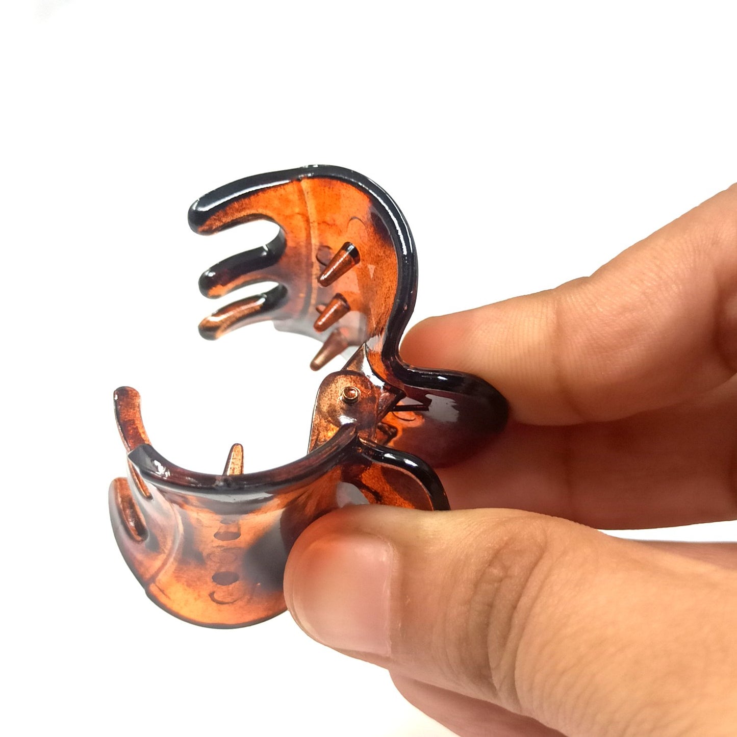 Anokhi Ada Premium Small Translucent Tiger Print Plastic Hair Clutcher for Girls and Women (Orange, ZA-31E)