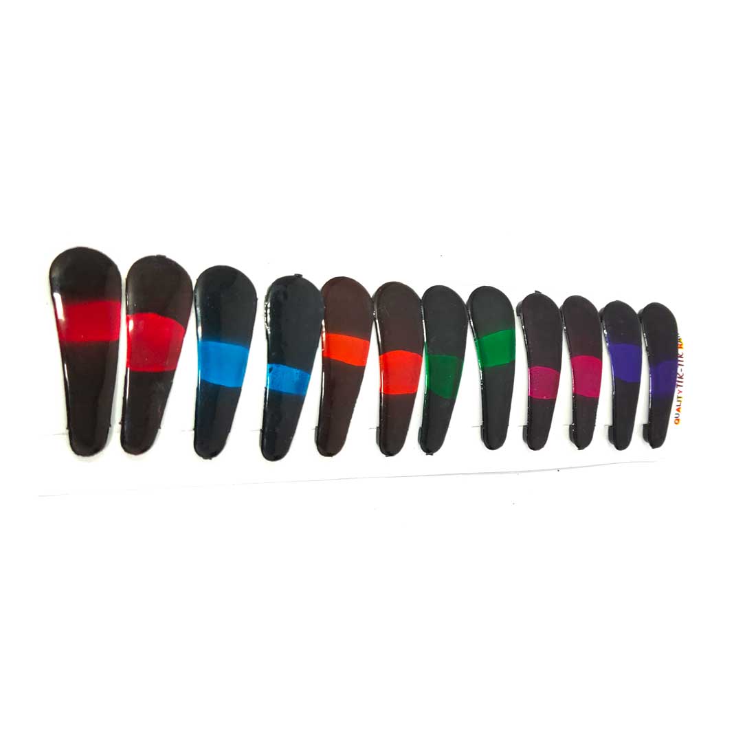 Anokhi Ada Colour full Strips on Black Plastic on Metal Tik-Tak Hair Clips for Girls and Women-(ZB-06, Set of 12 Tik-Tak Hair Clips)