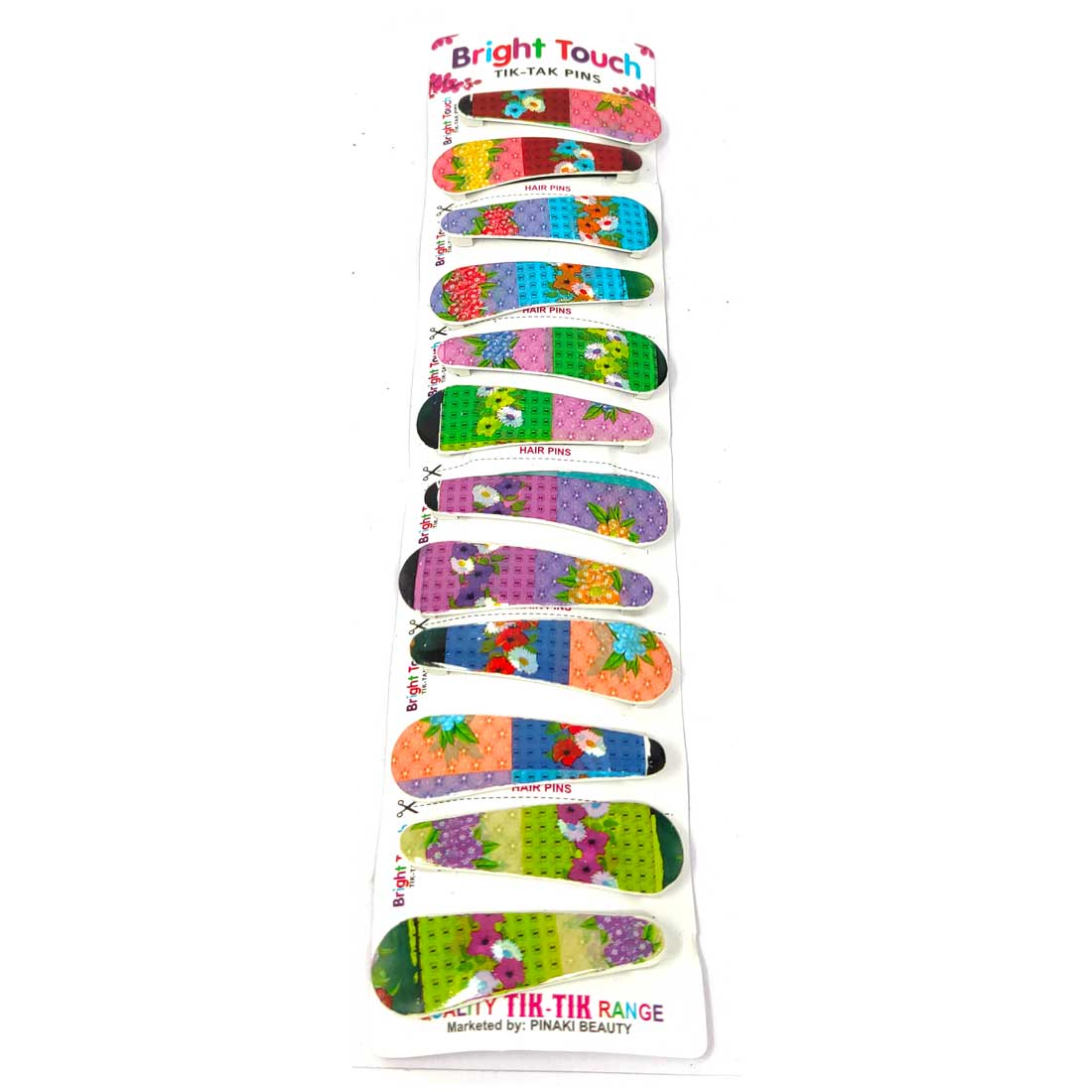 Anokhi Ada Multi-Colour Floral Designing Plastic on Metal Tik-Tak Hair Clips for Girls and Women-(ZB-08, Set of 12 Tik-Tak Hair Clips)