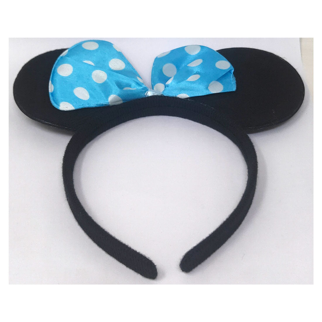 Anokhi Ada Velvet on Plastic Sky Blue Dotted Bow Hairband/Headband for Baby Girls and Girls (ZC-21)