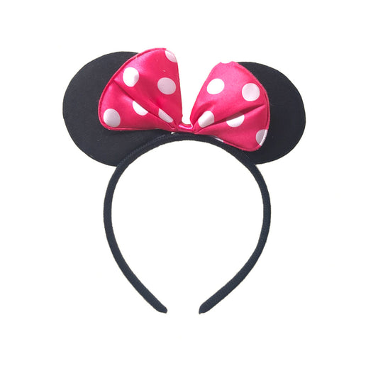 Anokhi Ada Velvet on Plastic Pink Dotted Bow Hairband/Headband for Baby Girls and Girls (ZC-25)