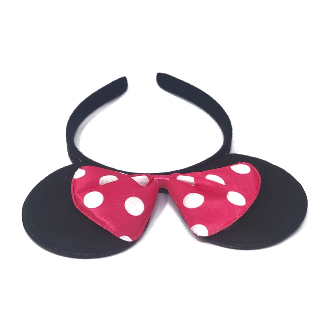 Anokhi Ada Velvet on Plastic Pink Dotted Bow Hairband/Headband for Baby Girls and Girls (ZC-25)