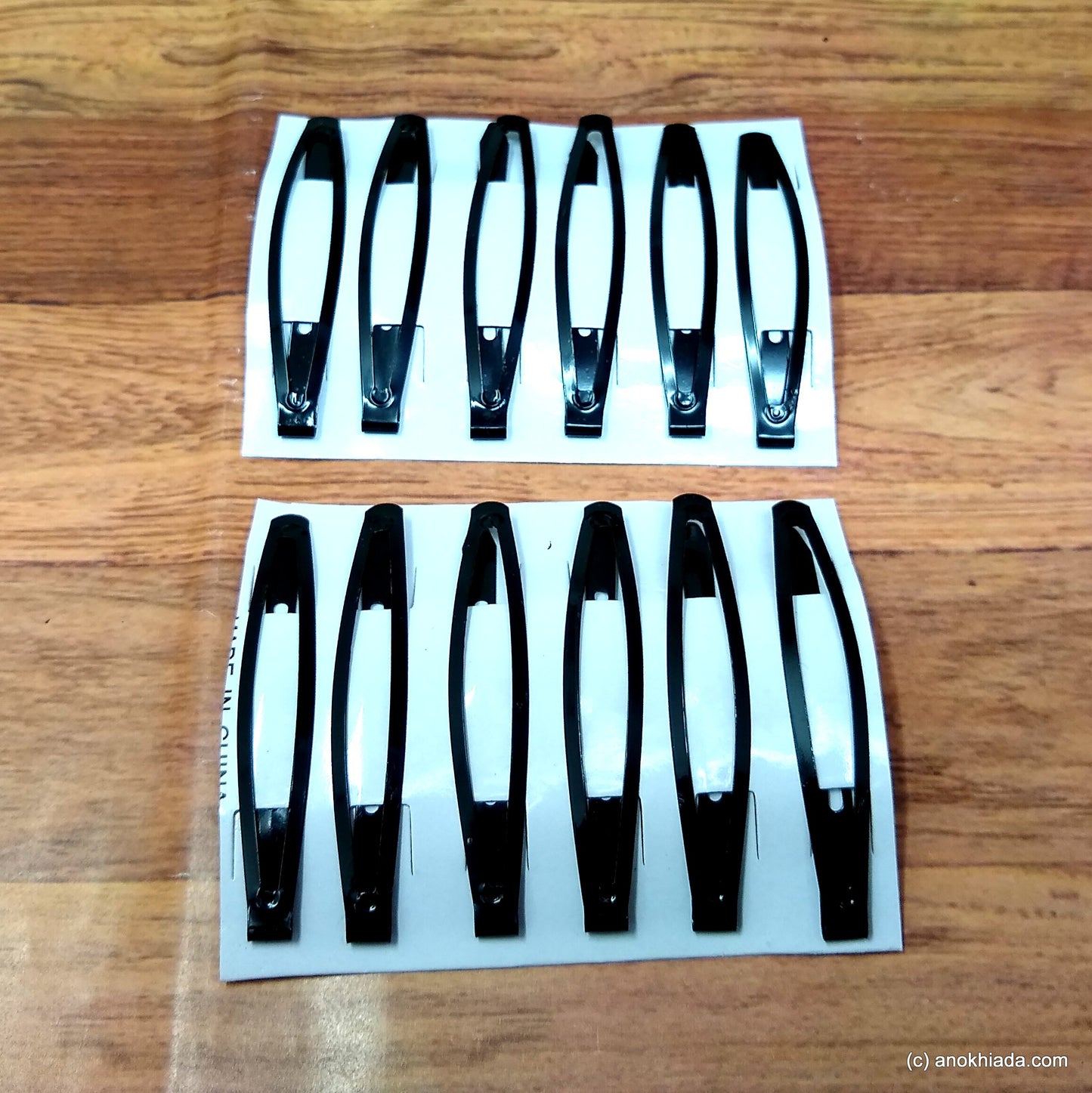 Anokhi ADA Black Metal Long and Sleek Tic Tac Hair Clips for Girls and Women (Combo of 6 Pairs)-(ZD-04)