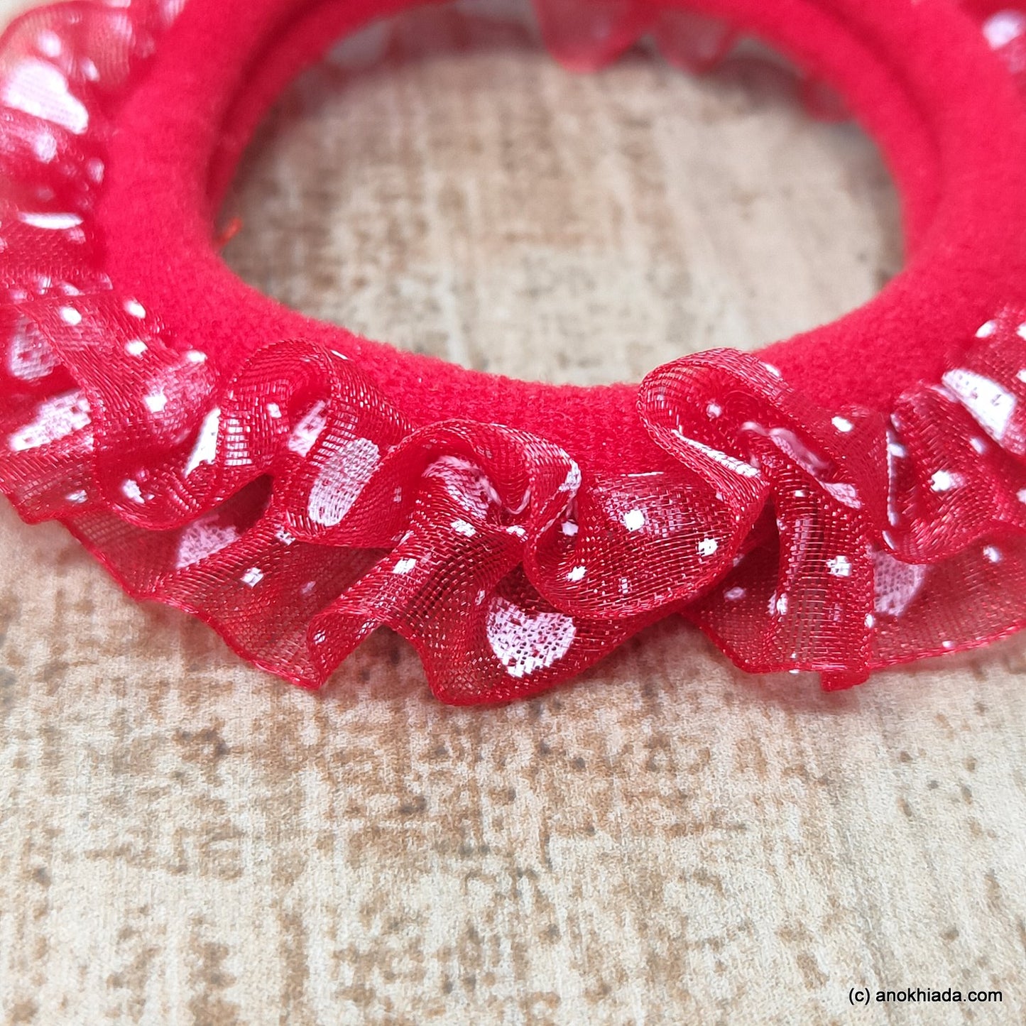Anokhi Ada Red Hair Tie/Ponytail Holder for Girls and Women ( 2 Pcs, ZG-02 )