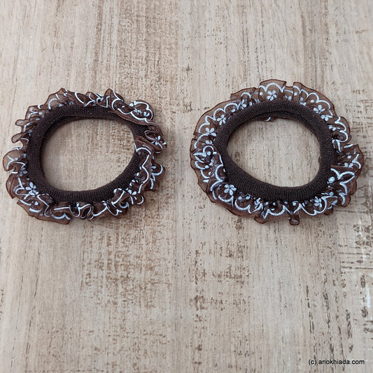 Anokhi Ada Brown Hair Tie/Ponytail Holder for Girls and Women ( 2 Pcs, ZG-04 )