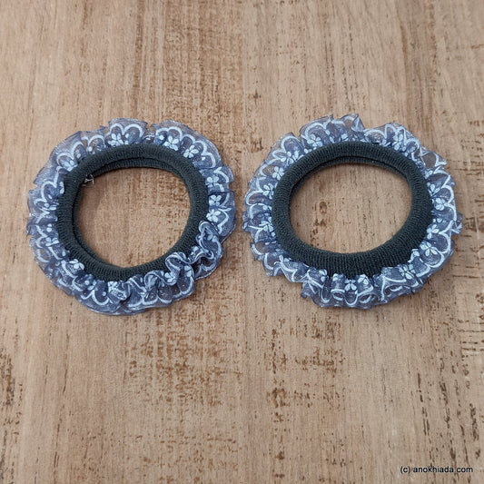 Anokhi Ada Blue Hair Tie/Ponytail Holder for Girls and Women ( 2 Pcs, ZG-06 )