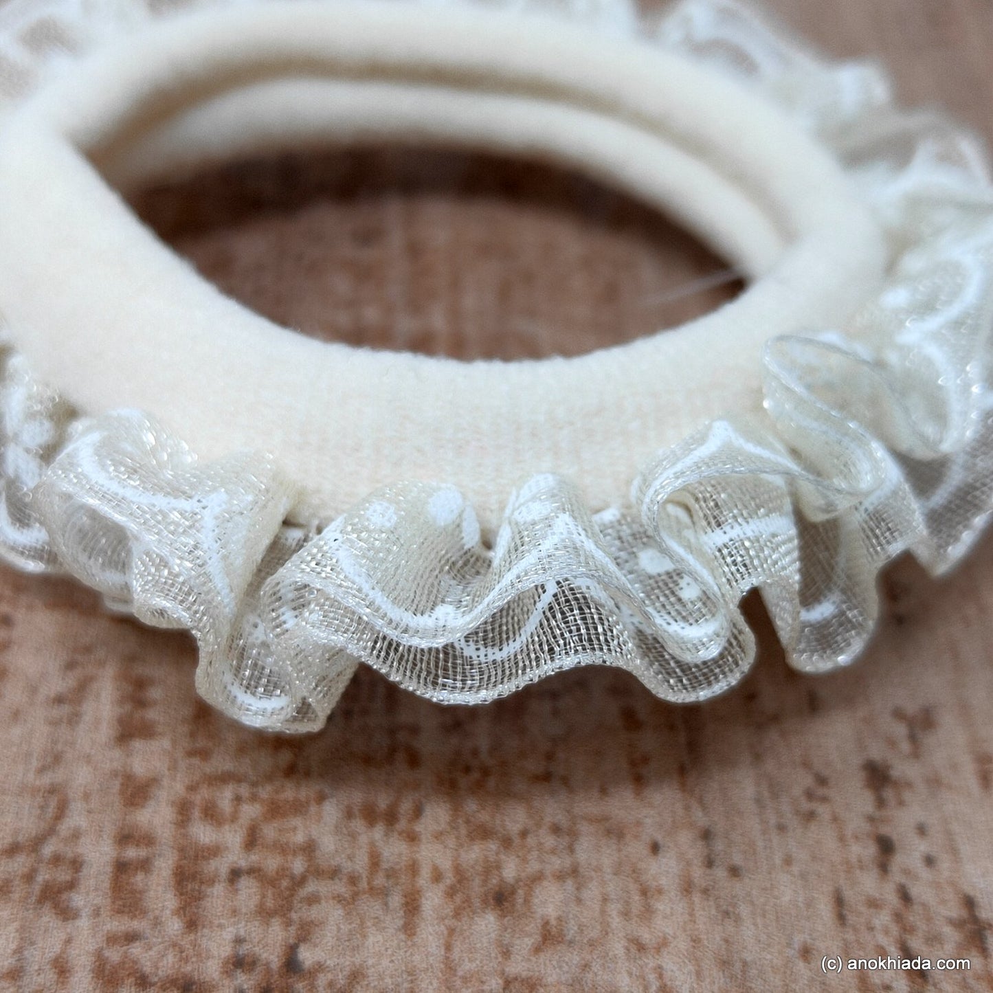 Anokhi Ada Ivory Hair Tie/Ponytail Holder for Girls and Women ( 2 Pcs, ZG-08 )