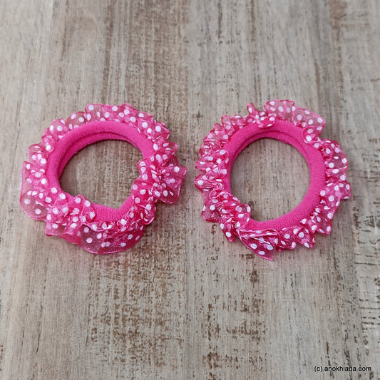 Anokhi Ada Pink Hair Tie/Ponytail Holder for Girls and Women ( 2 Pcs, ZG-10 )