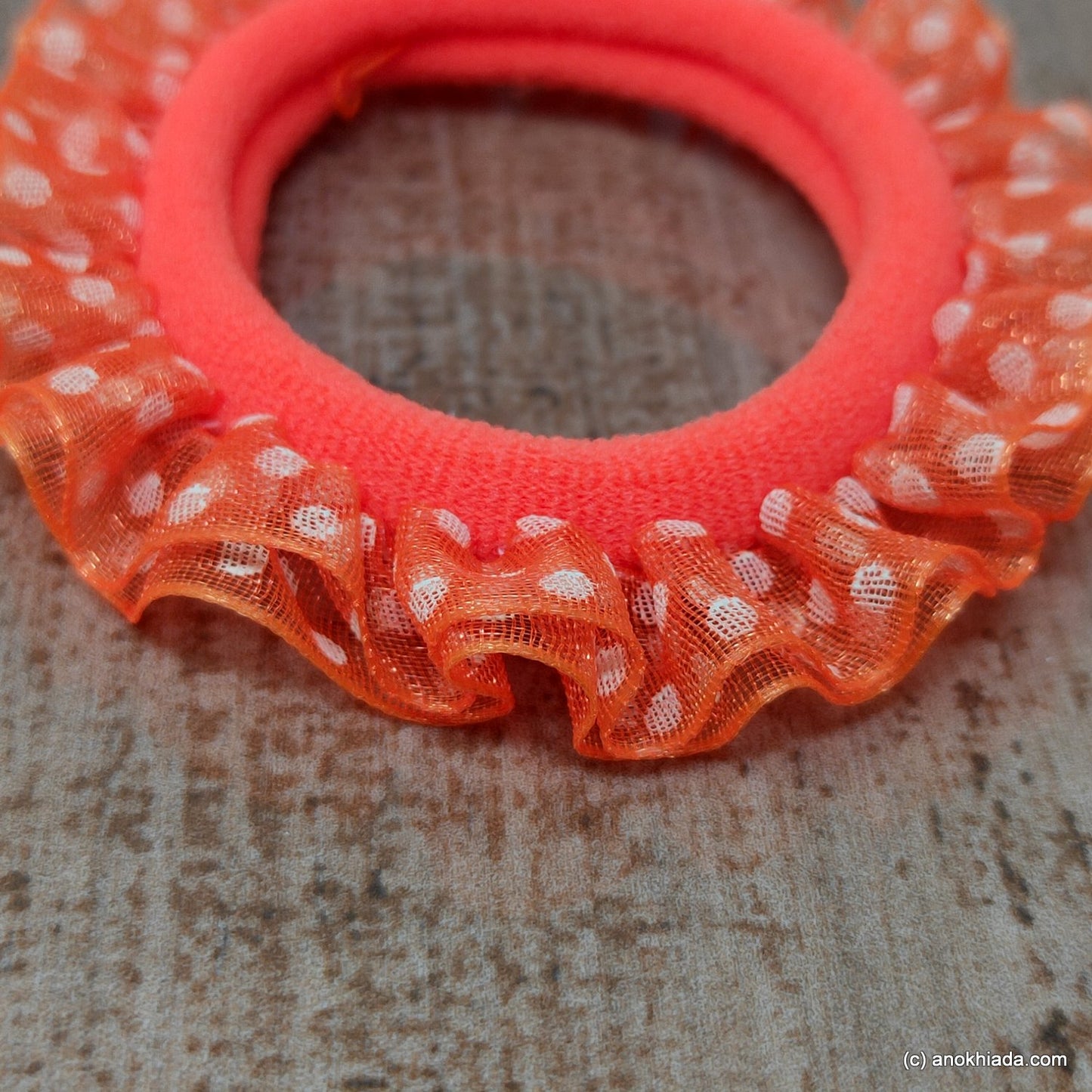 Anokhi Ada Orange Hair Tie/Ponytail Holder for Girls and Women ( 2 Pcs, ZG-12 )