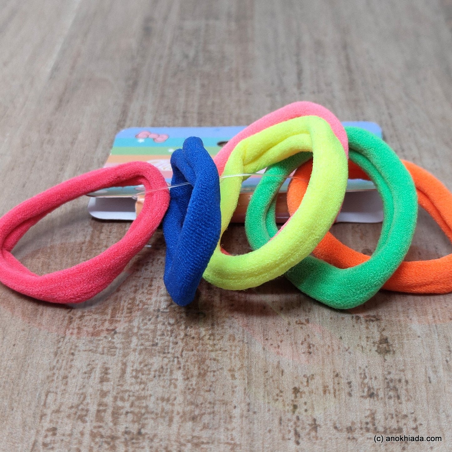 Anokhi Ada Hair Ties/ Hair bands for Girls and Women (ZG-16 Ponytail Holders, 6 Pcs Assorted Colour Rubber)