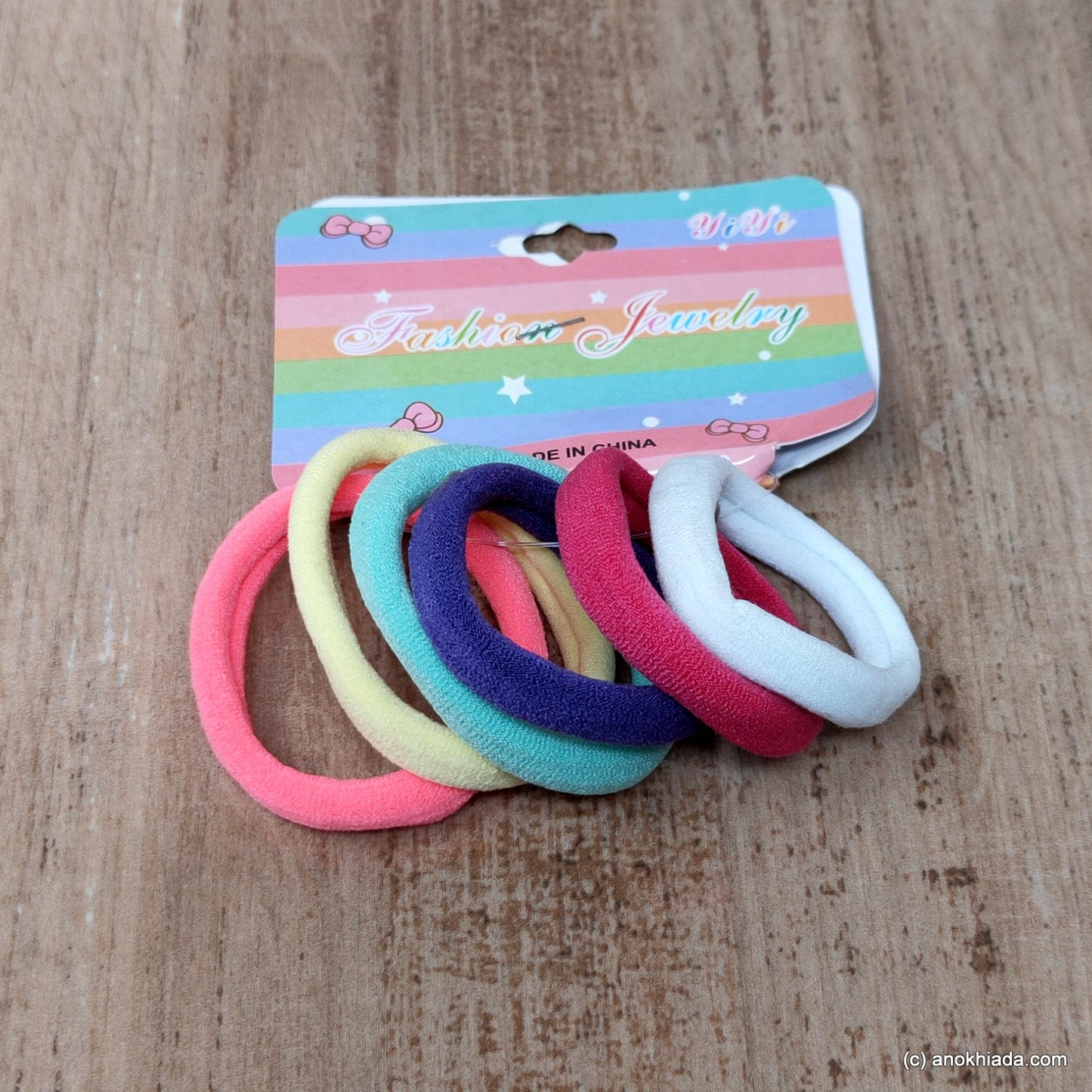 Anokhi Ada Hair Ties/ Hair bands for Girls and Women (ZG-17 Ponytail Holders, 6 Pcs Assorted Colour Rubber)