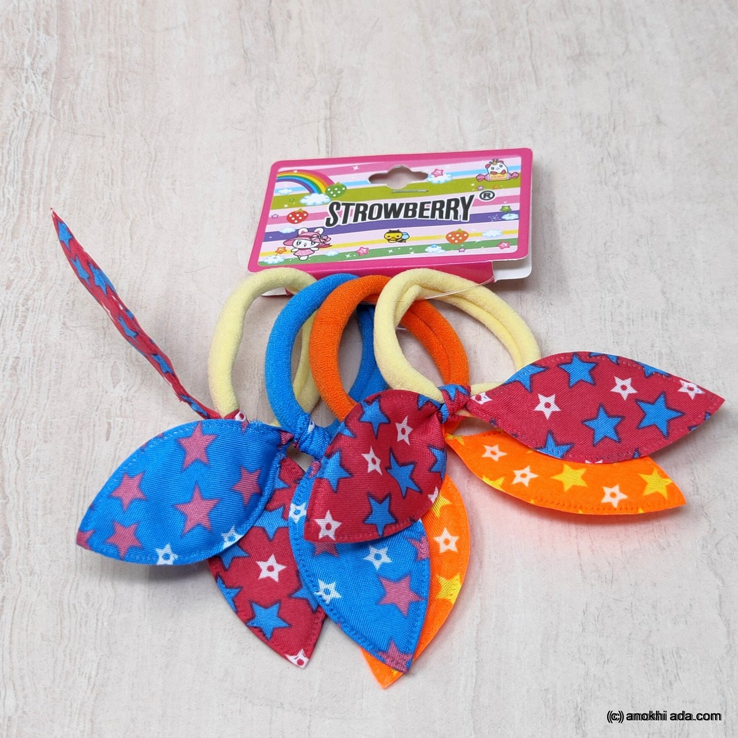 Anokhi Ada Multi-Colour Hair Ties/ Hairbands for Girls and Women (ZG-39 Ponytail Holders, 4 Pcs Assorted Colour Rubber)