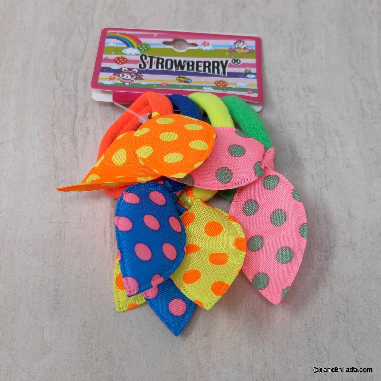 Anokhi Ada Polka Dot Print Hair Ties/ Hairbands for Girls and Women (ZG-41 Ponytail Holders, 4 Pcs Assorted Colour Rubber)