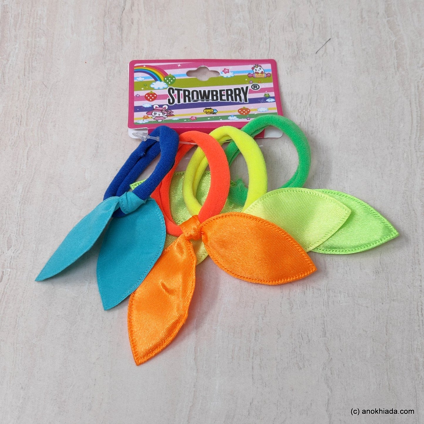 Anokhi Ada Hair Ties/ Hair bands for Girls and Women (ZG-41b Ponytail Holders, 4 Pcs Assorted Colour Rubber)