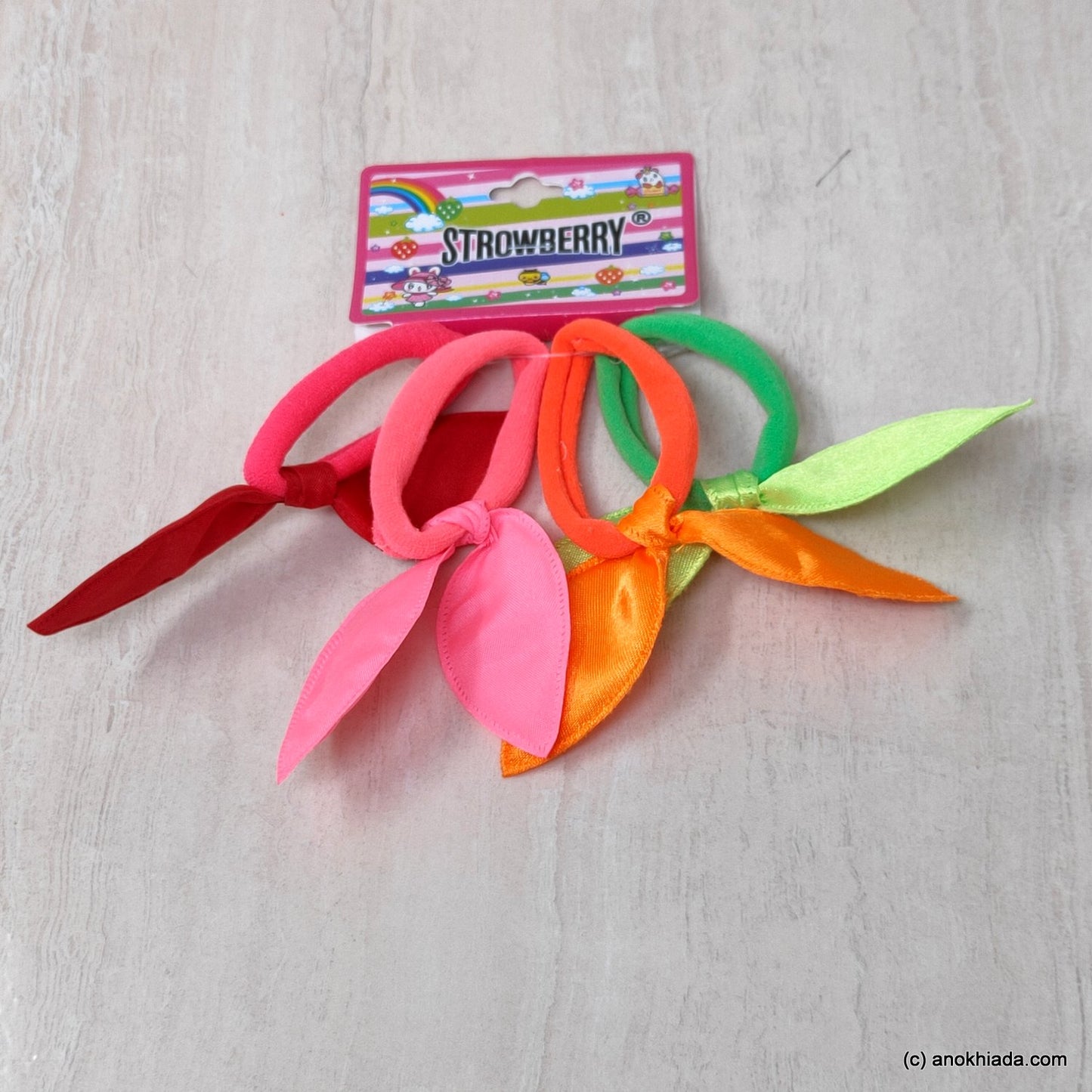 Anokhi Ada Hair Ties/ Hairbands for Girls and Women (ZG-41c Ponytail Holders, 4 Pcs Assorted Colour Rubber)