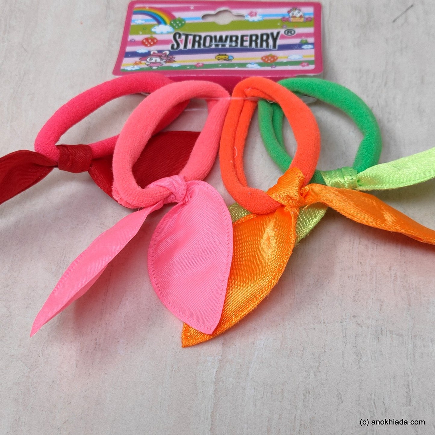 Anokhi Ada Hair Ties/ Hairbands for Girls and Women (ZG-41c Ponytail Holders, 4 Pcs Assorted Colour Rubber)
